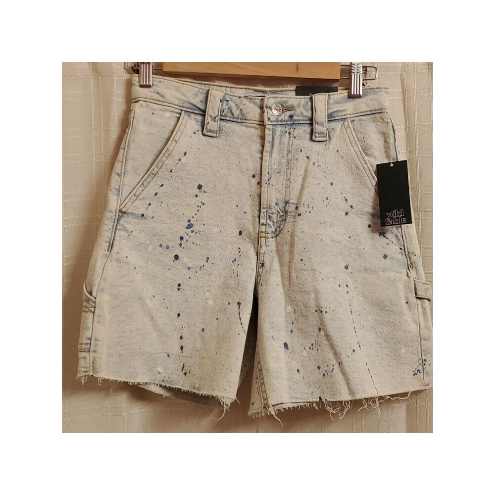 Wild Fable Shorts Womens Size 0 Light Blue Carpenter Art Splatter Paint - Picture 3 of 16